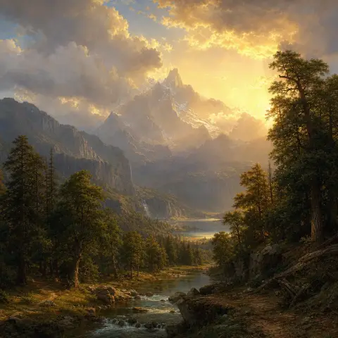 阿尔伯特·比尔施塔特 Albert Bierstadt 风格生成图