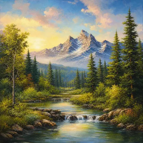 鲍伯·鲁斯 Bob Ross 风格生成图