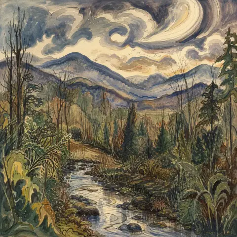 查尔斯·伯奇菲尔德 Charles Burchfield 风格生成图