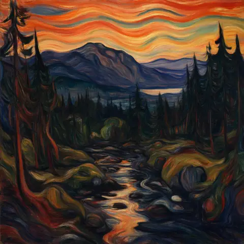 爱德华·蒙克 Edvard Munch 风格生成图