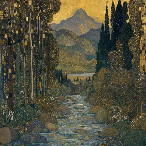古斯塔夫·克里姆特 Gustav Klimt 风格生成图
