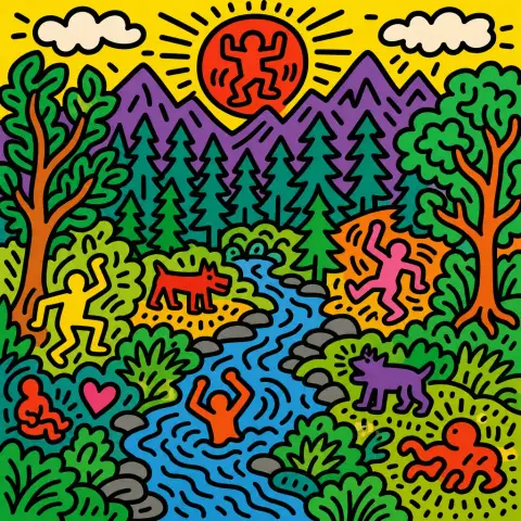 凯斯·哈林 Keith Haring 风格生成图