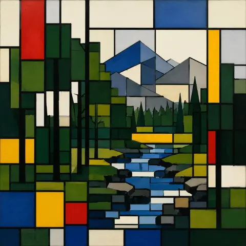 皮特·蒙德里安 Mondrian 风格生成图